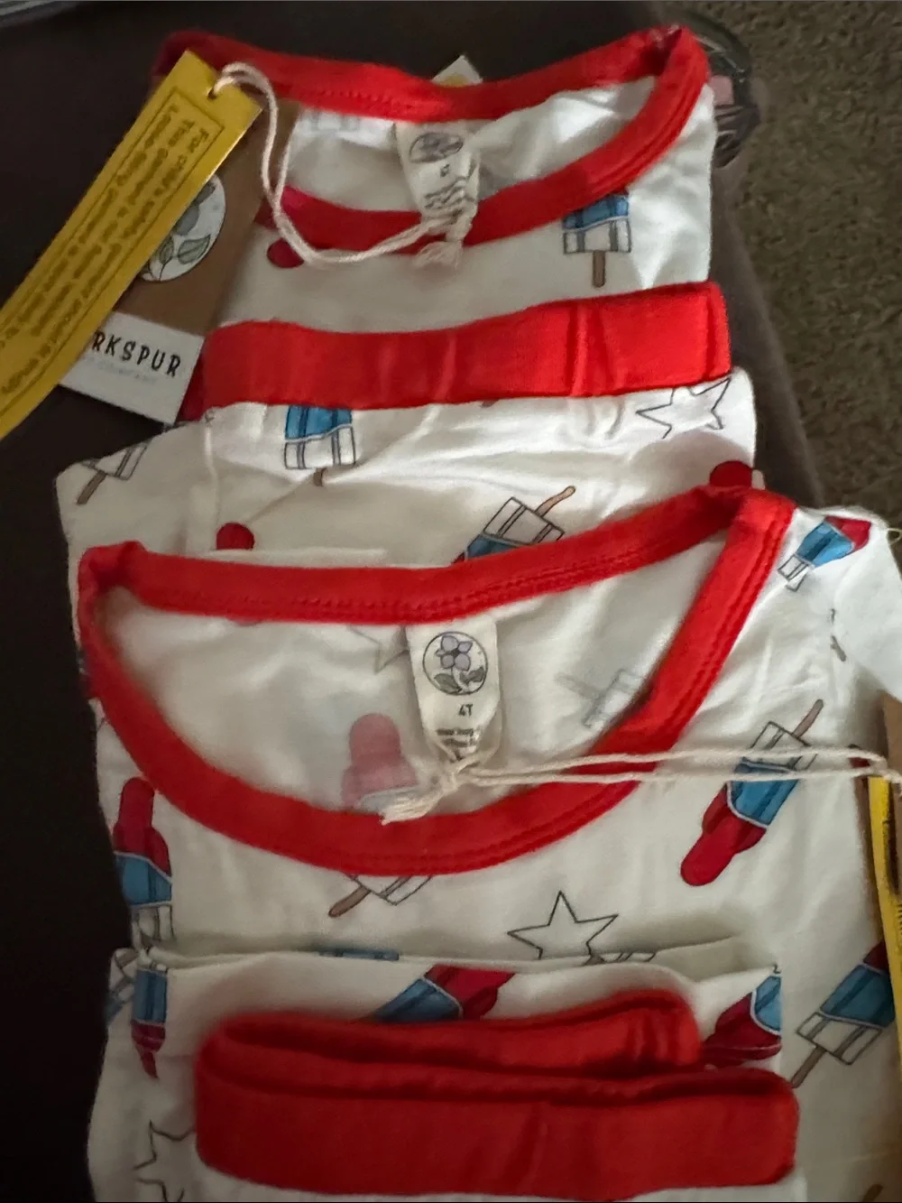 NWT Larkspur Baby Company Bamboo 2pc Pajama Set - Rocket Popsicle 4T Summer PJ